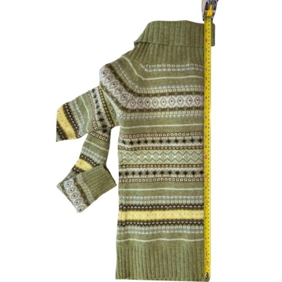 OLD NAVY BRAND Nordic Lambswool Cowl Neck Sweater Women's Large Sage Striped EUC - Picture 9 of 11